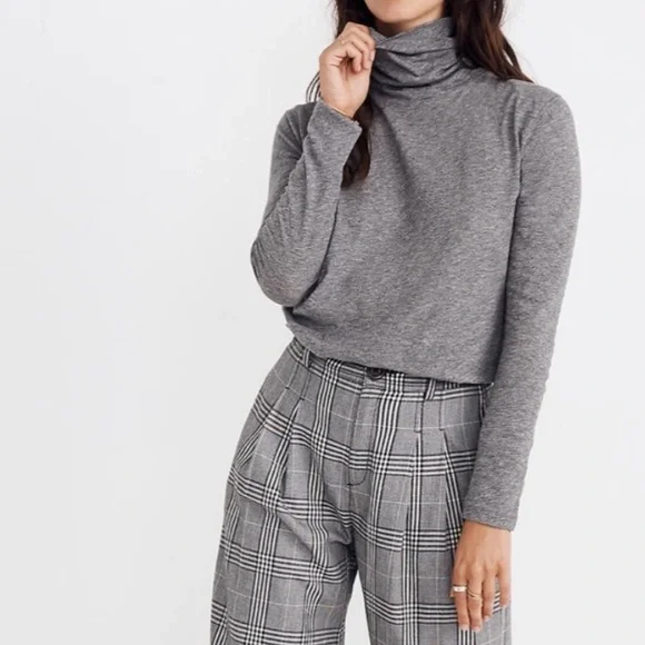 Madewell Whisper Cotton Turtleneck Gray Small - Picture 2 of 10